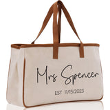 Mrs. Last Name Est Year Tote Bag Personalized Date Wedding Tote Bridal Shower Gift Honeymoon Gift Customized Wedding Gift Bridesmaid Gift - Aaria Tees Aaria Tees
