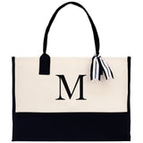 Personalized Cotton Canvas Beach Tote Bag Monogram Tote Bag Initial Canvas Tote Bridesmaid Gift Tote Custom Beach Bag Gift for Her A-Z - Aaria Tees Aaria Tees