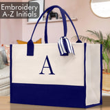 Personalized Cotton Canvas Beach Tote Bag Monogram Tote Bag Initial Canvas Tote Bridesmaid Gift Tote Custom Beach Bag Gift for Her A-Z - Aaria Tees Aaria Tees
