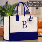 Personalized Cotton Canvas Beach Tote Bag Monogram Tote Bag Initial Canvas Tote Bridesmaid Gift Tote Custom Beach Bag Gift for Her A-Z - Aaria Tees Aaria Tees