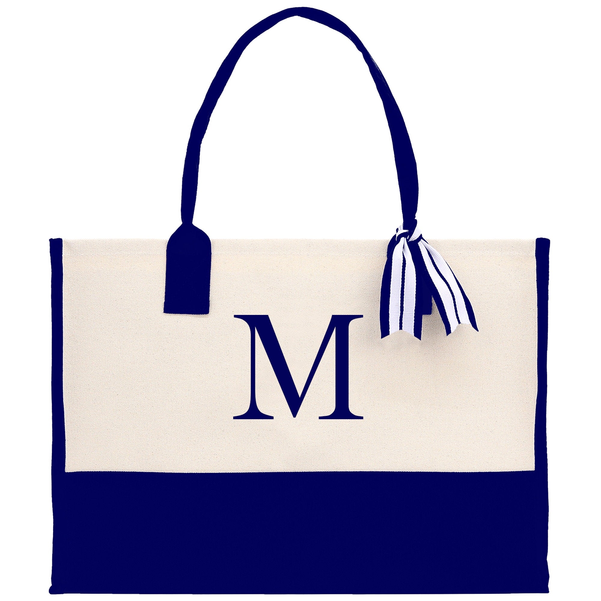Personalized Cotton Canvas Beach Tote Bag Monogram Tote Bag Initial Canvas Tote Bridesmaid Gift Tote Custom Beach Bag Gift for Her A-Z - Aaria Tees Aaria Tees