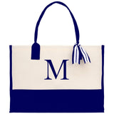 Personalized Cotton Canvas Beach Tote Bag Monogram Tote Bag Initial Canvas Tote Bridesmaid Gift Tote Custom Beach Bag Gift for Her A-Z - Aaria Tees Aaria Tees