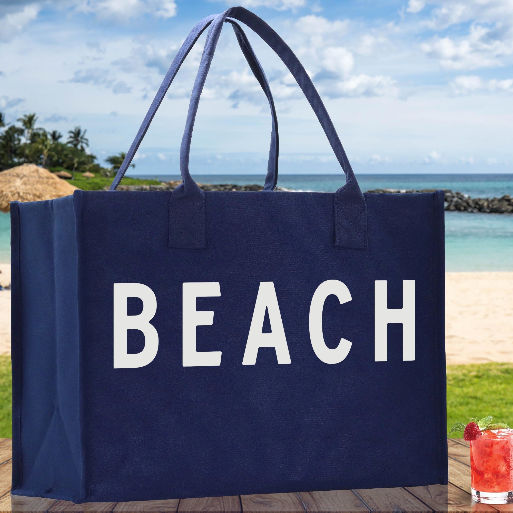 Beach Cotton Canvas Chic Tote Bag Multipurpose Tote Weekender Tote Gift for Her Outdoor Tote Vacation Tote Large Beach Bag - Aaria Tees Aaria Tees