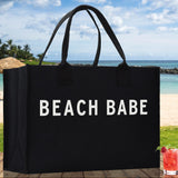 Beach Babe Cotton Canvas Chic Beach Tote Bag Multipurpose Tote Weekender Tote Gift for Her Outdoor Tote Vacation Tote Large Beach Bag - Aaria Tees Aaria Tees