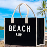 Beach Bum Cotton Canvas Chic Beach Tote Bag Multipurpose Tote Weekender Tote Gift for Her Outdoor Tote Vacation Tote Large Beach Bag - Aaria Tees Aaria Tees