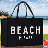 Beach Please Cotton Canvas Chic Beach Tote Bag Multipurpose Tote Weekender Tote Gift for Her Outdoor Tote Vacation Tote Large Beach Bag - Aaria Tees Aaria Tees