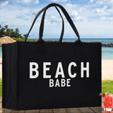 Beach Babe Cotton Canvas Chic Beach Tote Bag Multipurpose Tote Weekender Tote Gift for Her Outdoor Tote Vacation Tote Large Beach Bag - Aaria Tees Aaria Tees