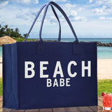 Beach Babe Cotton Canvas Chic Beach Tote Bag Multipurpose Tote Weekender Tote Gift for Her Outdoor Tote Vacation Tote Large Beach Bag - Aaria Tees Aaria Tees