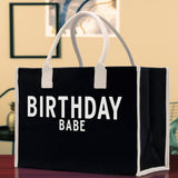 Birthday Babe Cotton Canvas Chic Beach Tote Bag Multipurpose Tote Weekender Tote Gift for Her Outdoor Tote Vacation Tote Large Beach Bag - Aaria Tees Aaria Tees