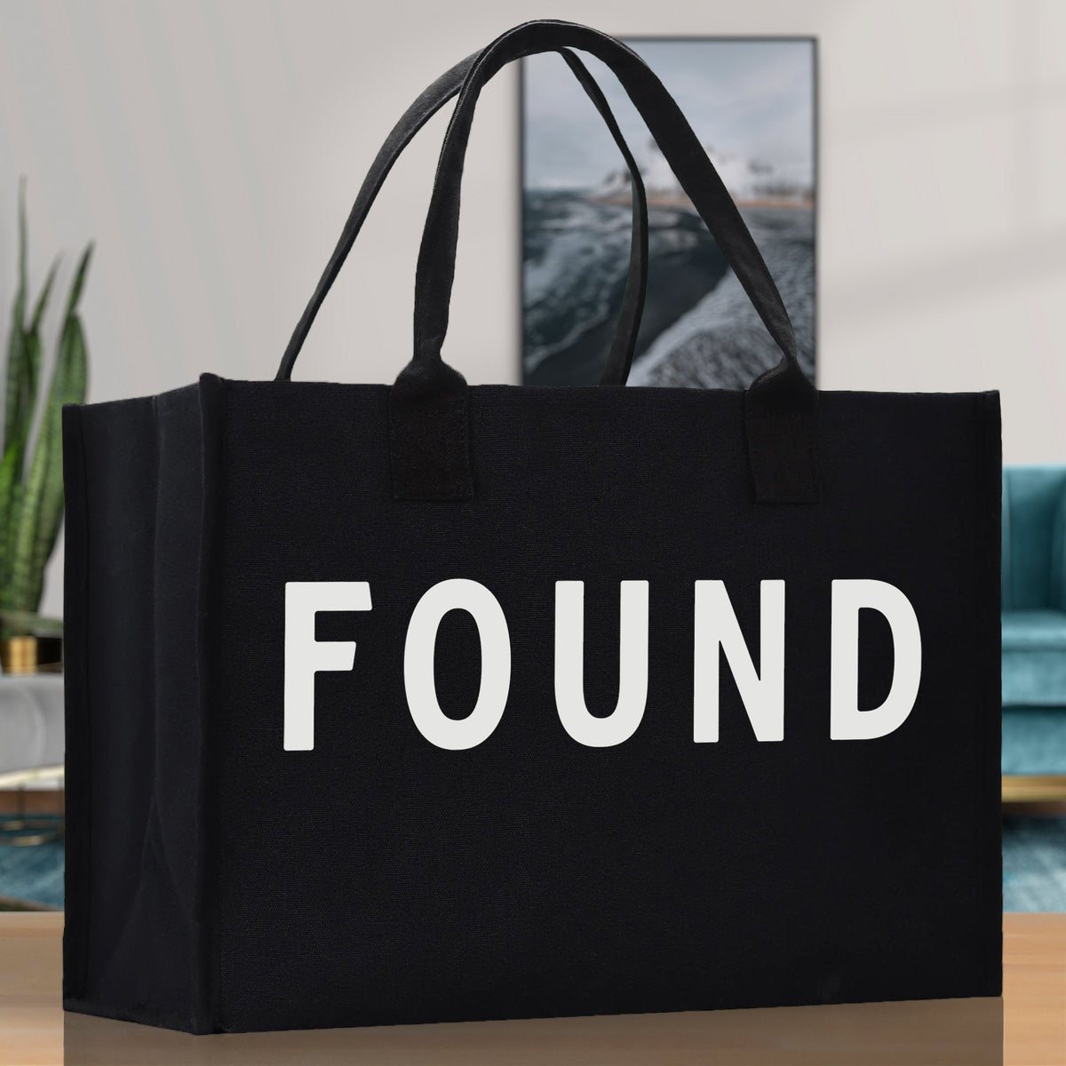 Found Cotton Canvas Chic Beach Tote Bag Multipurpose Tote Weekender Tote Gift for Her Outdoor Tote Vacation Tote Large Bag - Aaria Tees