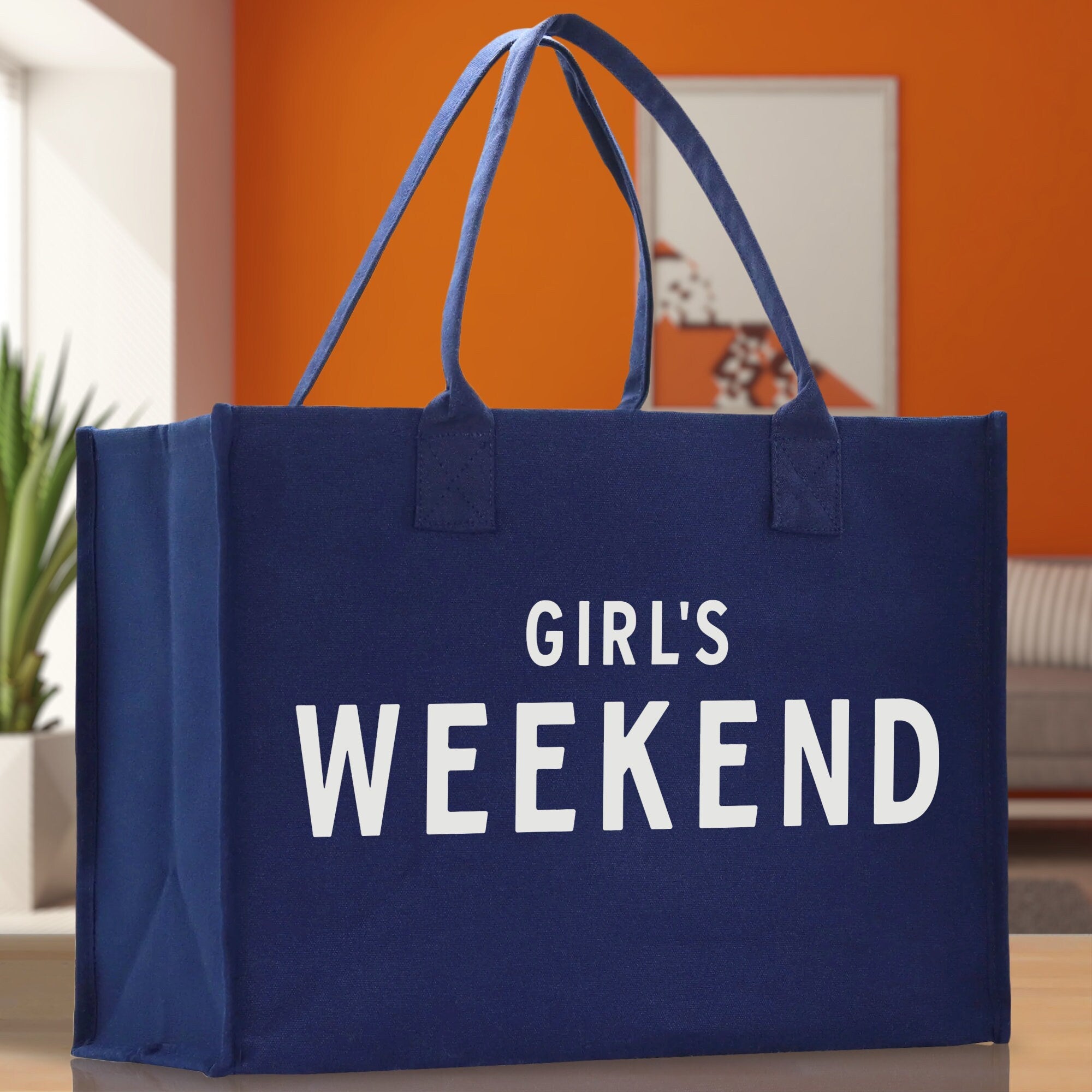 Girl's Weekend Cotton Canvas Chic Beach Tote Bag Multipurpose Tote Weekender Tote Gift for Her Outdoor Tote Vacation Tote Large Beach Bag - Aaria Tees Aaria Tees