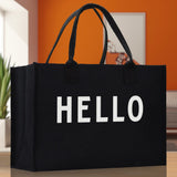 Hello Cotton Canvas Chic Beach Tote Bag Multipurpose Tote Weekender Tote Gift for Her Outdoor Tote Vacation Tote Large Beach Bag - Aaria Tees Aaria Tees