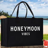 Honeymoon Vibes Cotton Canvas Chic Beach Tote Bag Multipurpose Tote Weekender Tote Gift for Her Outdoor Tote Vacation Tote Large Beach Bag - Aaria Tees Aaria Tees