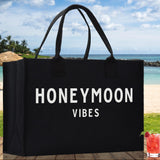 Honeymoon Vibes Cotton Canvas Chic Beach Tote Bag Multipurpose Tote Weekender Tote Gift for Her Outdoor Tote Vacation Tote Large Beach Bag - Aaria Tees Aaria Tees