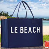 Le Beach Cotton Canvas Chic Beach Tote Bag Multipurpose Tote Weekender Tote Gift for Her Outdoor Tote Vacation Tote Large Beach Bag - Aaria Tees Aaria Tees