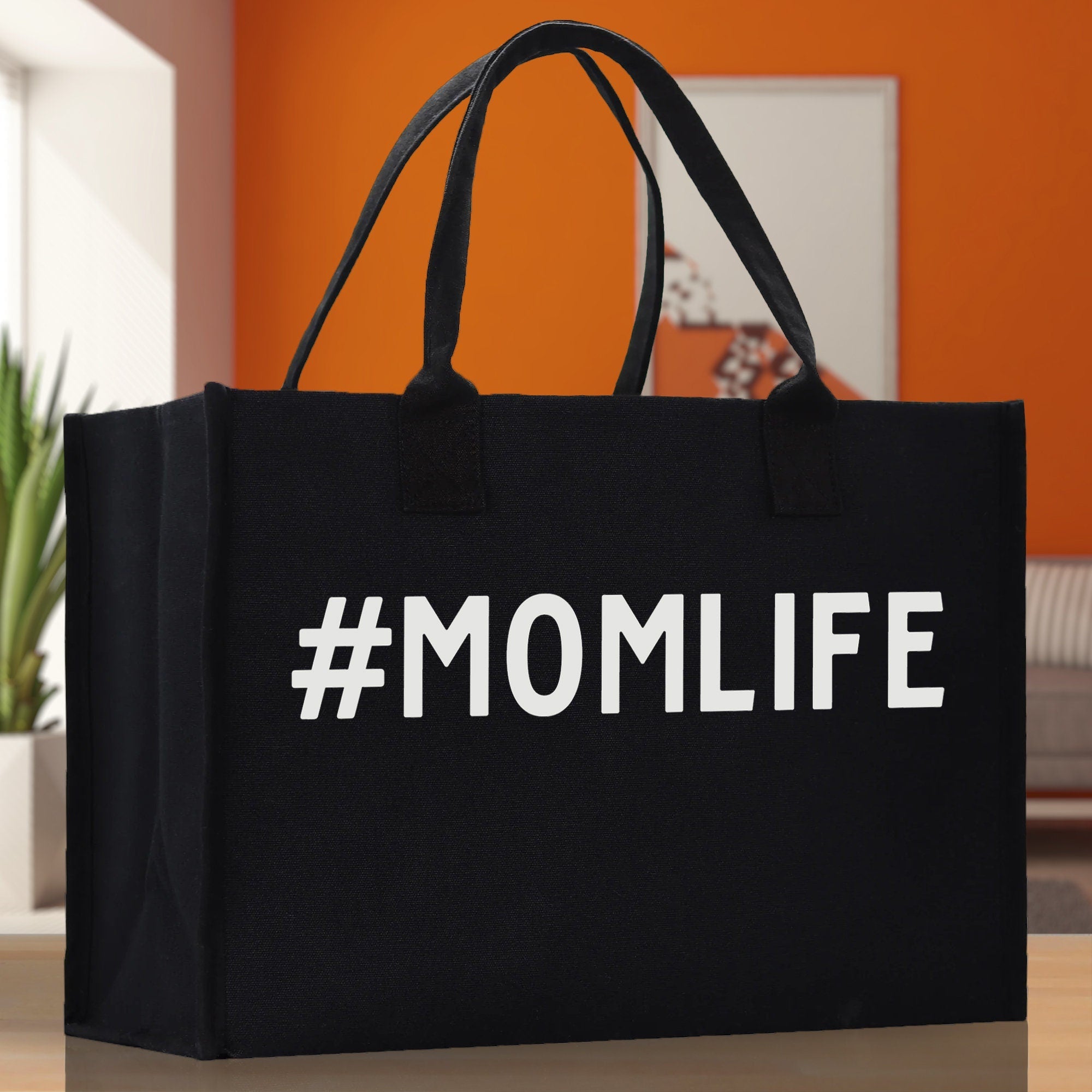 Mom Life Cotton Canvas Chic Beach Tote Bag Multipurpose Tote Weekender Tote Gift for Her Outdoor Tote Vacation Tote Large Beach Bag - Aaria Tees Aaria Tees
