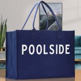 Poolside Cotton Canvas Chic Beach Tote Bag Multipurpose Tote Weekender Tote Gift for Her Outdoor Tote Vacation Tote Large Beach Bag - Aaria Tees Aaria Tees