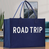 Road Trip Cotton Canvas Chic Beach Tote Bag Multipurpose Tote Weekender Tote Gift for Her Outdoor Tote Vacation Tote Large Beach Bag - Aaria Tees Aaria Tees