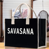 Savasana Cotton Canvas Chic Beach Tote Bag Multipurpose Tote Weekender Tote Gift for Her Outdoor Tote Vacation Tote Large Beach Bag - Aaria Tees Aaria Tees