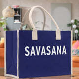 Savasana Cotton Canvas Chic Beach Tote Bag Multipurpose Tote Weekender Tote Gift for Her Outdoor Tote Vacation Tote Large Beach Bag - Aaria Tees Aaria Tees