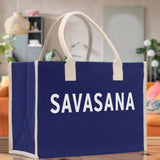Savasana Cotton Canvas Chic Beach Tote Bag Multipurpose Tote Weekender Tote Gift for Her Outdoor Tote Vacation Tote Large Beach Bag - Aaria Tees Aaria Tees