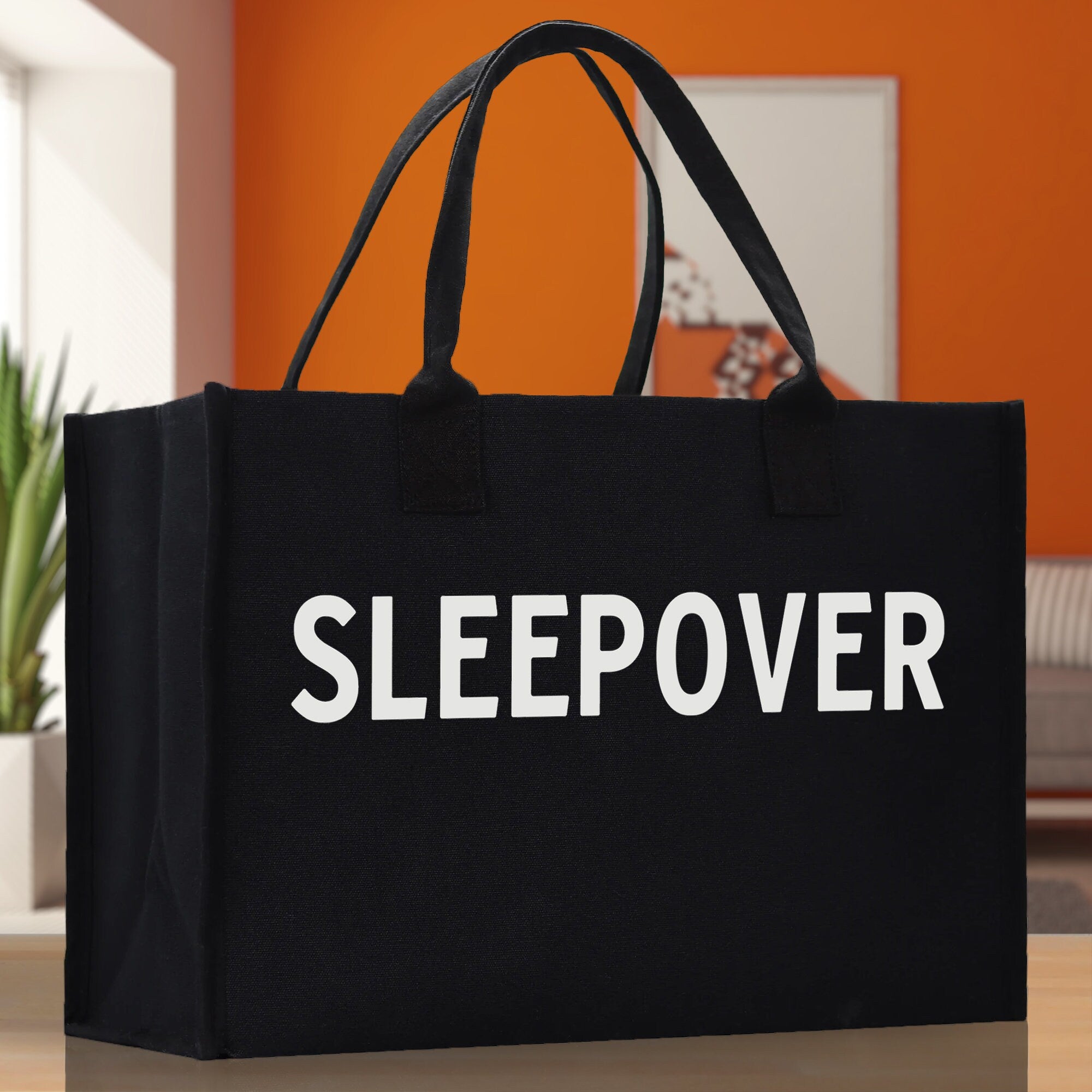 Sleepover Cotton Canvas Chic Beach Tote Bag Multipurpose Tote Weekender Tote Gift for Her Outdoor Tote Vacation Tote Large Beach Bag - Aaria Tees Aaria Tees