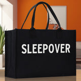 Sleepover Cotton Canvas Chic Beach Tote Bag Multipurpose Tote Weekender Tote Gift for Her Outdoor Tote Vacation Tote Large Beach Bag - Aaria Tees Aaria Tees