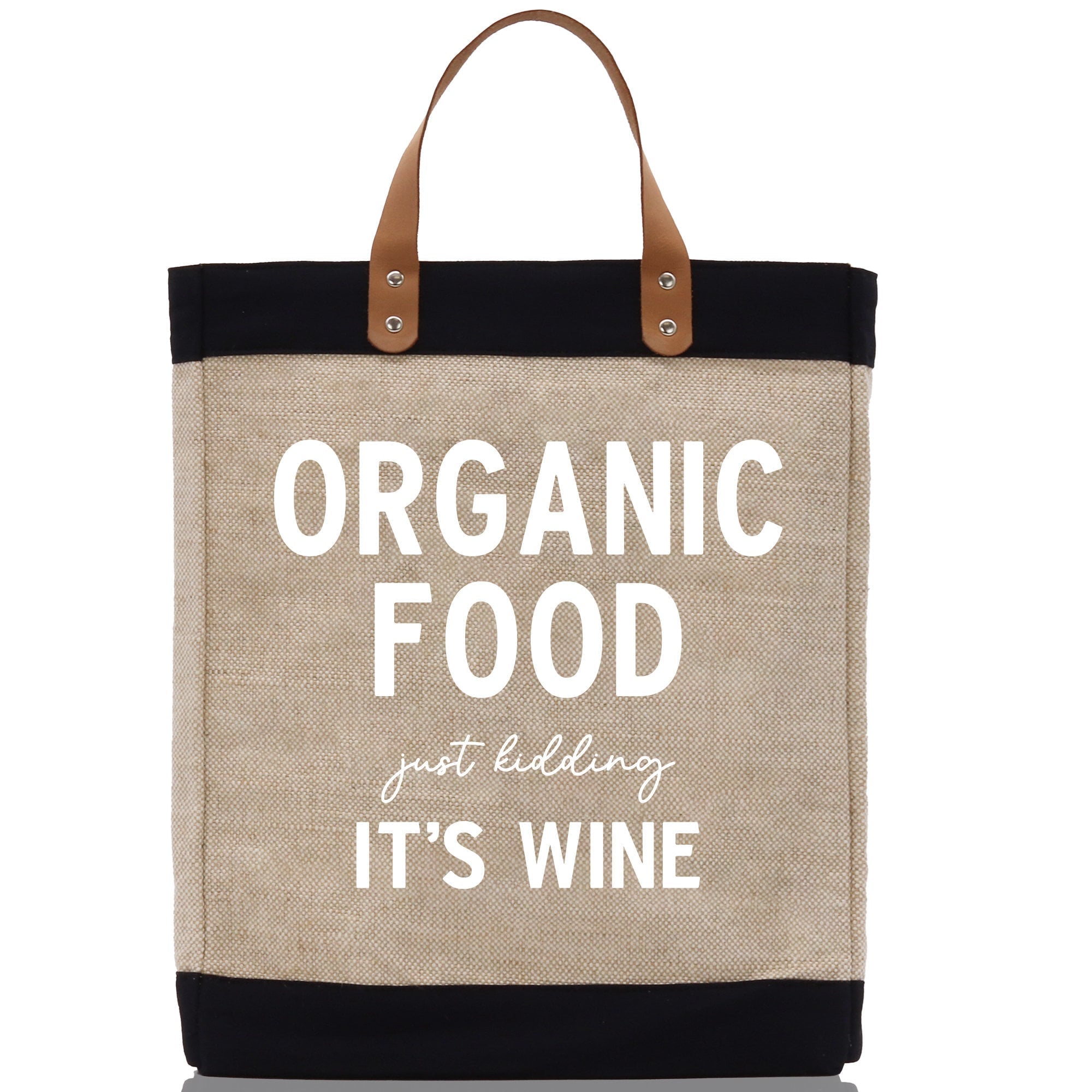 Organic Food Just Kidding It's Wine Jute Canvas Tote Funny Farmer Market Bag Quote Jute Bag Shopping Bag Burlap Bag Farmhouse Grocery Bag - Aaria Tees Aaria Tees