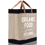 Organic Food Just Kidding It's Wine Jute Canvas Tote Funny Farmer Market Bag Quote Jute Bag Shopping Bag Burlap Bag Farmhouse Grocery Bag - Aaria Tees Aaria Tees