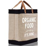 Organic Food Just Kidding It's Wine Jute Canvas Tote Funny Farmer Market Bag Quote Jute Bag Shopping Bag Burlap Bag Farmhouse Grocery Bag - Aaria Tees Aaria Tees