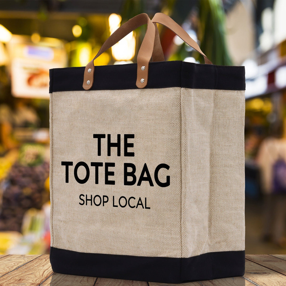 The Tote Bag Shop Local Jute Canvas Tote Funny Farmer Market Bag Quote Jute Bag Shopping Bag Burlap Bag Farmhouse Bag Grocery Bag - Aaria Tees