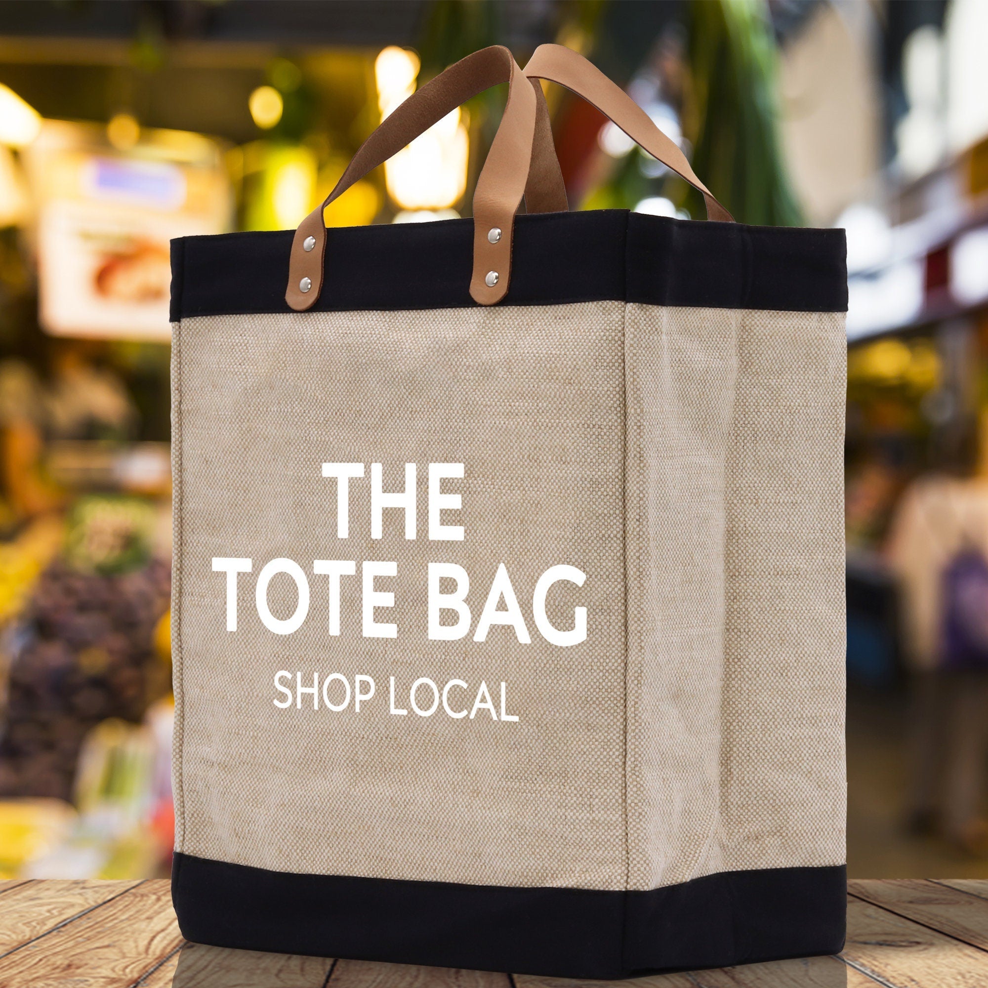 The Tote Bag Shop Local Jute Canvas Tote Funny Farmer Market Bag Quote Jute Bag Shopping Bag Burlap Bag Farmhouse Bag Grocery Bag - Aaria Tees Aaria Tees