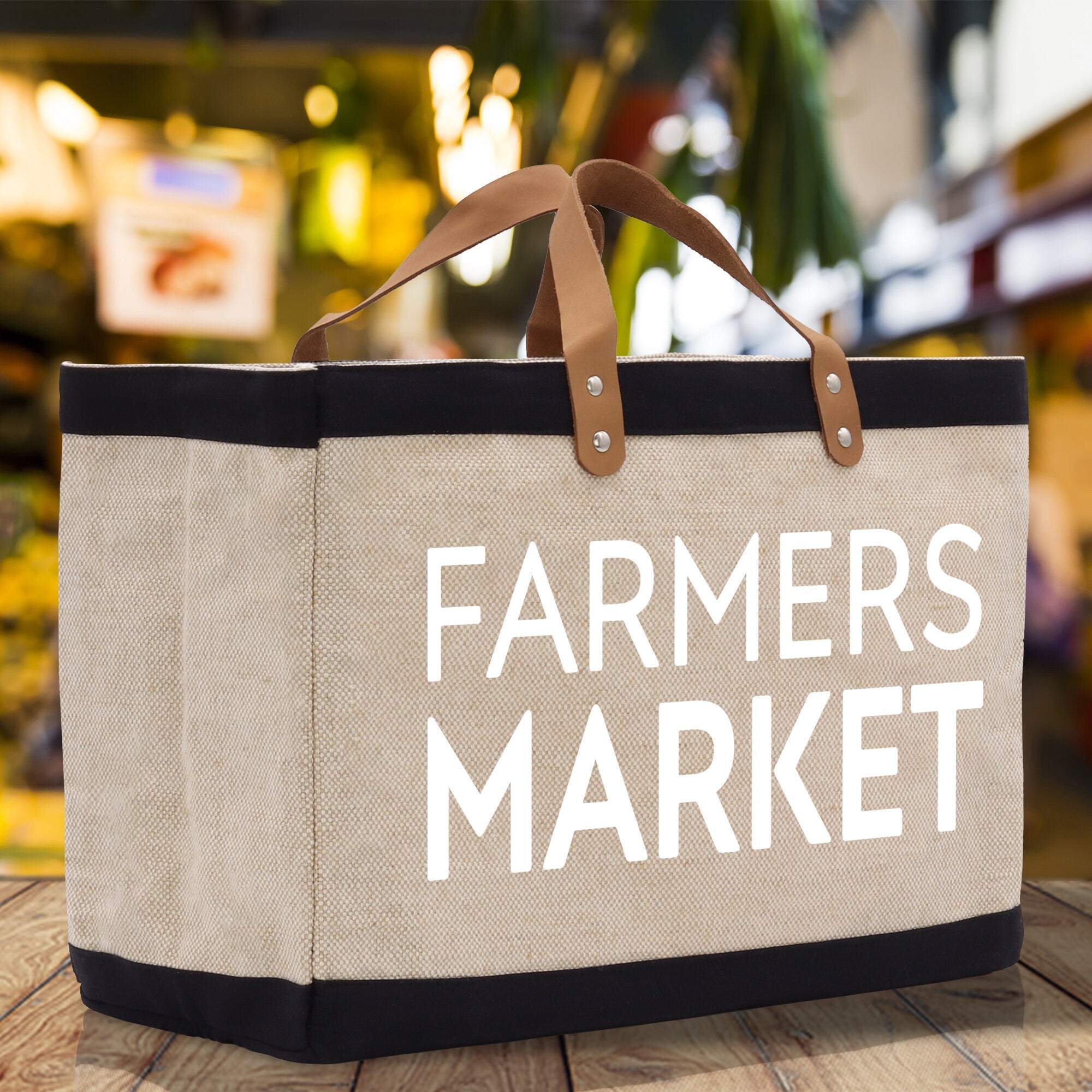 Farmers Market Jute Canvas Tote Funny Farmer Market Bag Quote Jute Bag Shopping Bag Burlap Bag Farmhouse Bag Grocery Bag - Aaria Tees Aaria Tees