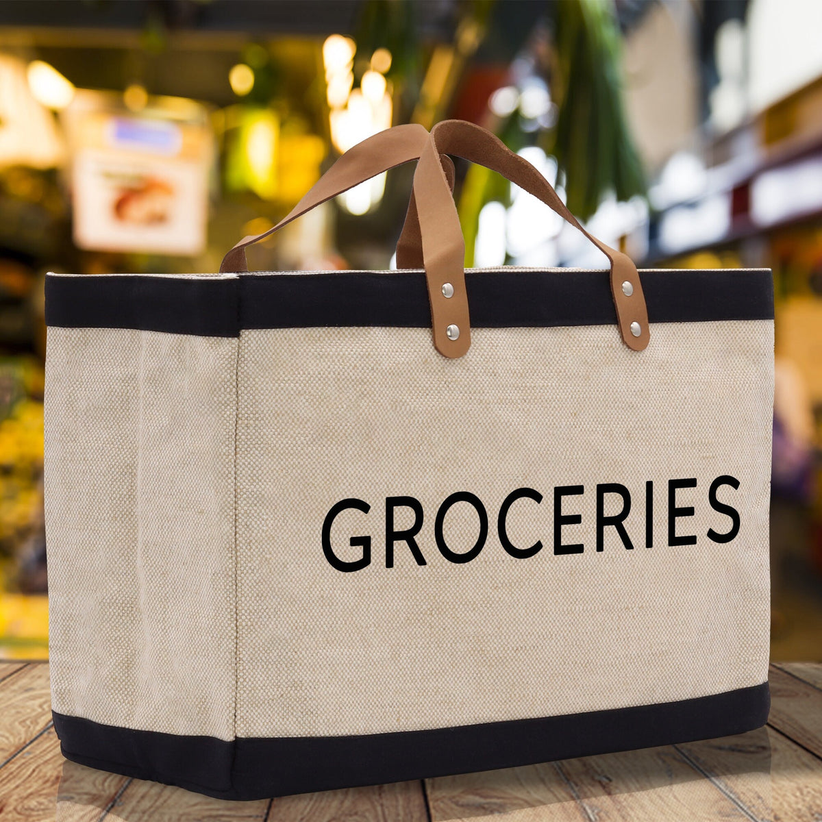 Groceries Jute Canvas Tote Funny Farmer Market Bag Quote Jute Bag Shopping Bag Burlap Bag Farmhouse Bag Grocery Bag - Aaria Tees