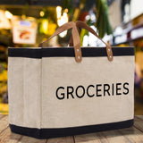 Groceries Jute Canvas Tote Funny Farmer Market Bag Quote Jute Bag Shopping Bag Burlap Bag Farmhouse Bag Grocery Bag - Aaria Tees Aaria Tees