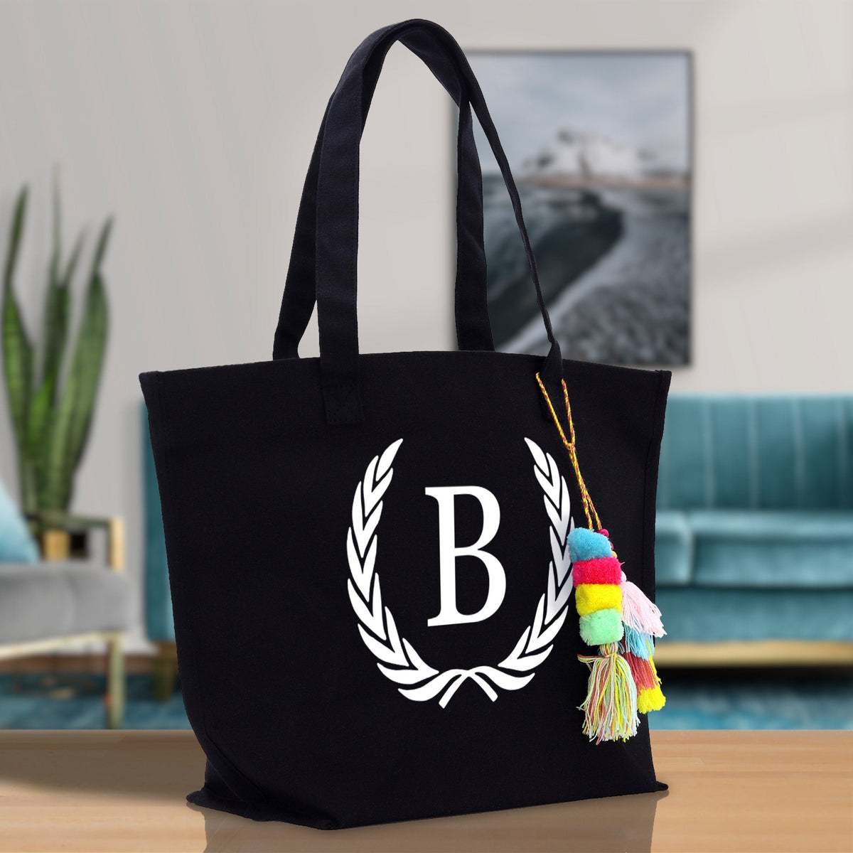 Personalized Cotton Canvas Hand Tote Bag Monogram Tote Bag Initial Canvas Tote Bridesmaid Gift Tote Magnetic Closure Bag Gift for Her A-Z - Aaria Tees