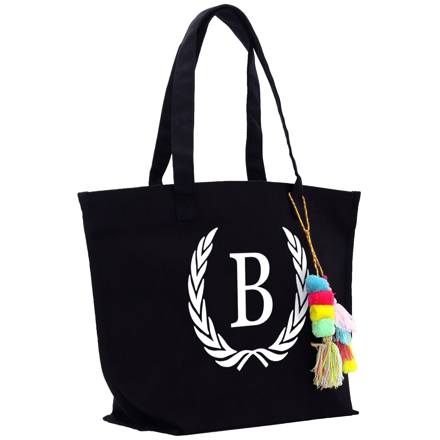 Personalized Cotton Canvas Hand Tote Bag Monogram Tote Bag Initial Canvas Tote Bridesmaid Gift Tote Magnetic Closure Bag Gift for Her A-Z - Aaria Tees Aaria Tees