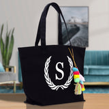 Personalized Cotton Canvas Hand Tote Bag Monogram Tote Bag Initial Canvas Tote Bridesmaid Gift Tote Magnetic Closure Bag Gift for Her A-Z - Aaria Tees Aaria Tees