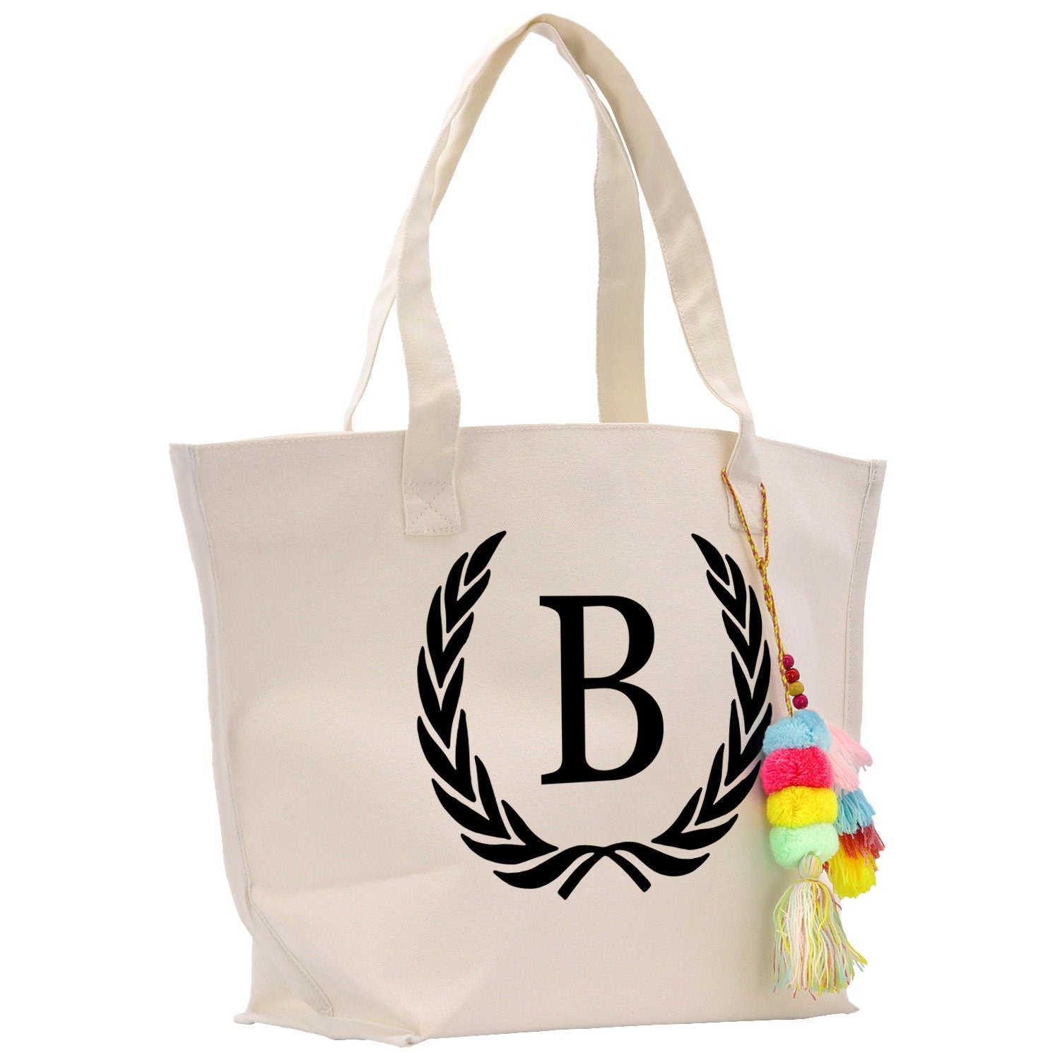 Personalized Cotton Canvas Hand Tote Bag Monogram Tote Bag Initial Canvas Tote Bridesmaid Gift Tote Magnetic Closure Bag Gift for Her A-Z - Aaria Tees Aaria Tees