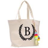 Personalized Cotton Canvas Hand Tote Bag Monogram Tote Bag Initial Canvas Tote Bridesmaid Gift Tote Magnetic Closure Bag Gift for Her A-Z - Aaria Tees Aaria Tees