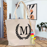 Personalized Cotton Canvas Hand Tote Bag Monogram Tote Bag Initial Canvas Tote Bridesmaid Gift Tote Magnetic Closure Bag Gift for Her A-Z - Aaria Tees Aaria Tees