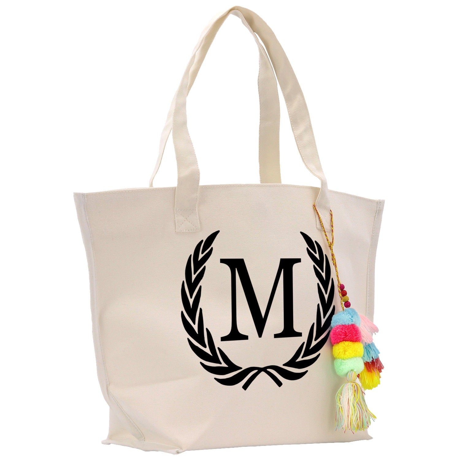 Personalized Cotton Canvas Hand Tote Bag Monogram Tote Bag Initial Canvas Tote Bridesmaid Gift Tote Magnetic Closure Bag Gift for Her A-Z - Aaria Tees Aaria Tees