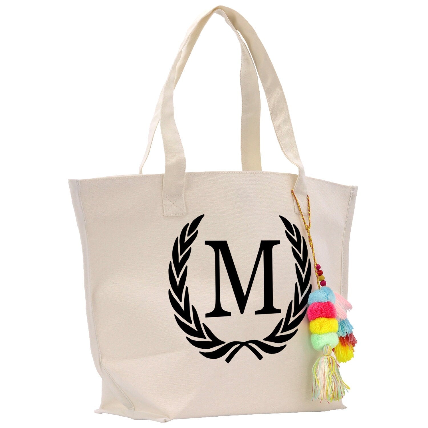 Personalized Cotton Canvas Hand Tote Bag Monogram Tote Bag Initial Canvas Tote Bridesmaid Gift Tote Magnetic Closure Bag Gift for Her A-Z - Aaria Tees Aaria Tees