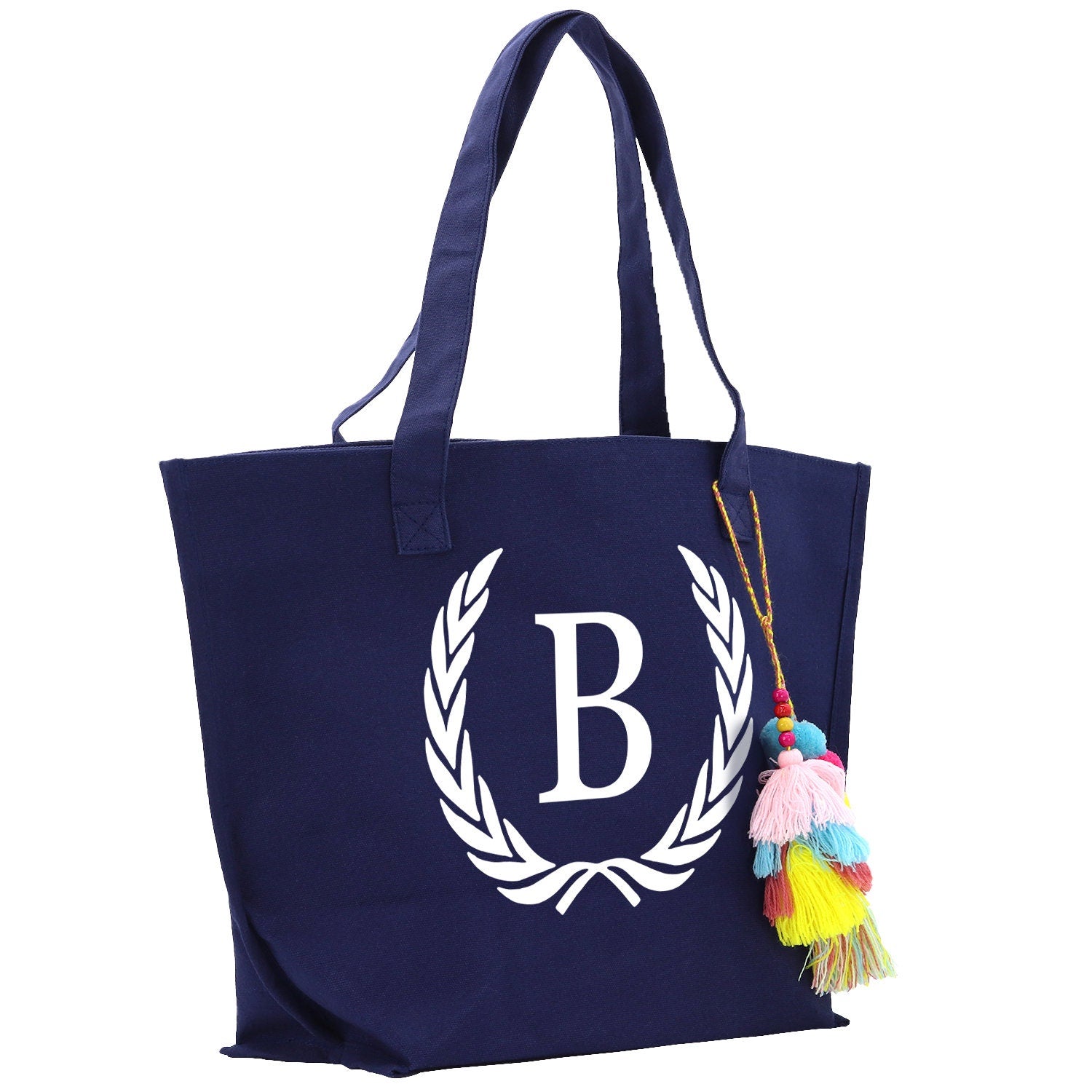 Personalized Cotton Canvas Hand Tote Bag Monogram Tote Bag Initial Canvas Tote Bridesmaid Gift Tote Magnetic Closure Bag Gift for Her A-Z - Aaria Tees Aaria Tees
