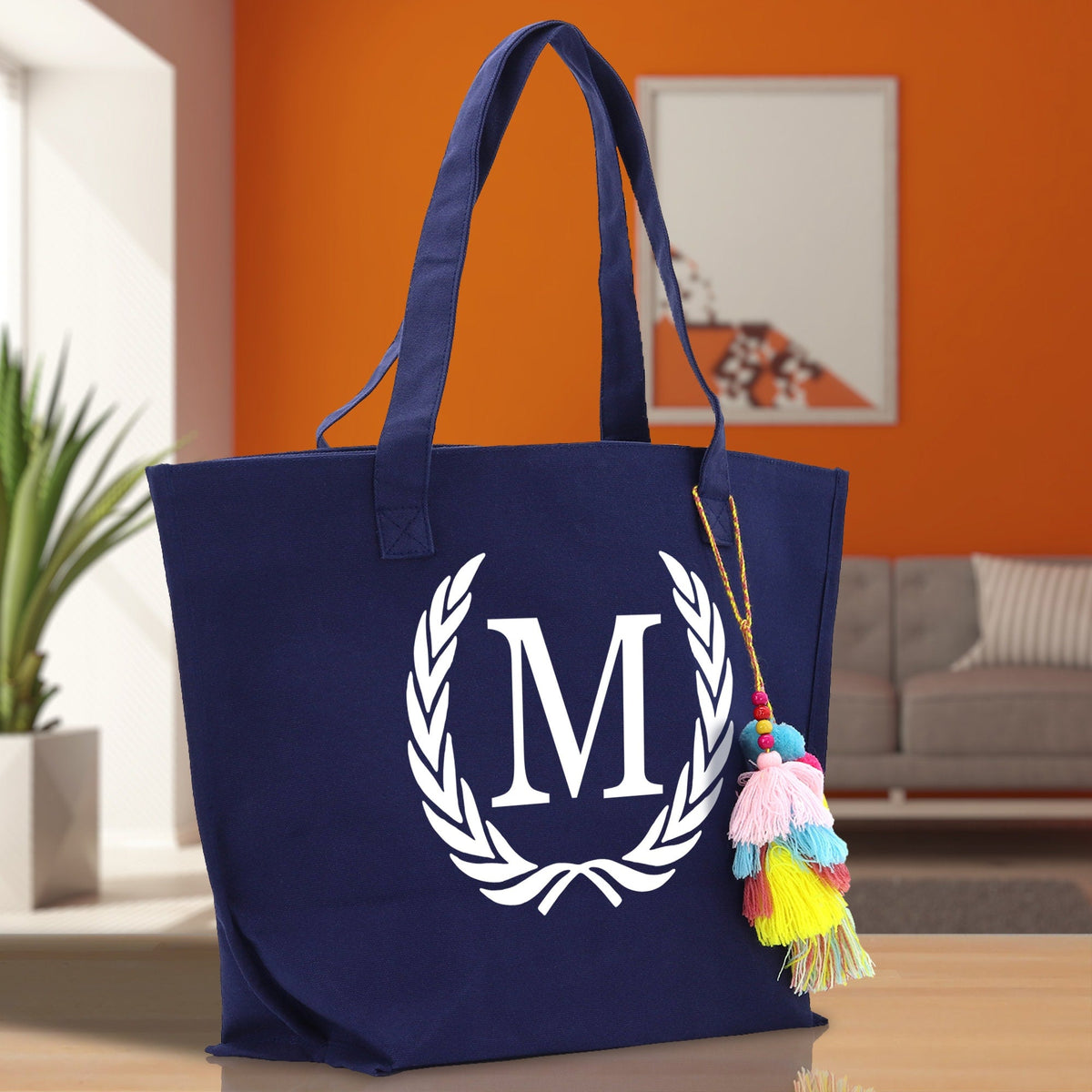 Personalized Cotton Canvas Hand Tote Bag Monogram Tote Bag Initial Canvas Tote Bridesmaid Gift Tote Magnetic Closure Bag Gift for Her A-Z - Aaria Tees