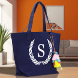 Personalized Cotton Canvas Hand Tote Bag Monogram Tote Bag Initial Canvas Tote Bridesmaid Gift Tote Magnetic Closure Bag Gift for Her A-Z - Aaria Tees Aaria Tees
