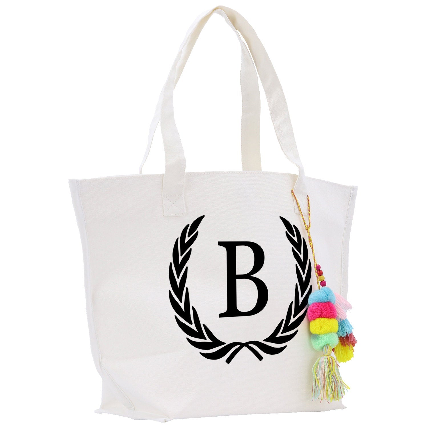 Personalized Cotton Canvas Hand Tote Bag Monogram Tote Bag Initial Canvas Tote Bridesmaid Gift Tote Magnetic Closure Bag Gift for Her A-Z - Aaria Tees Aaria Tees