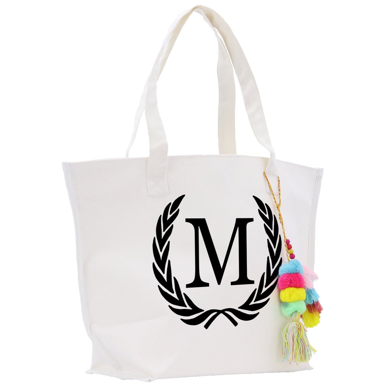 Personalized Cotton Canvas Hand Tote Bag Monogram Tote Bag Initial Canvas Tote Bridesmaid Gift Tote Magnetic Closure Bag Gift for Her A-Z - Aaria Tees Aaria Tees