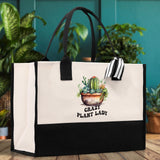Crazy Plant Mom Canvas Tote Bag Plant Lovers Gift Plant Lady Tote Bag Gardener Mom Gift Gardening Tote Bag Plant Gift Botanical Gift for Mom - Aaria Tees Aaria Tees