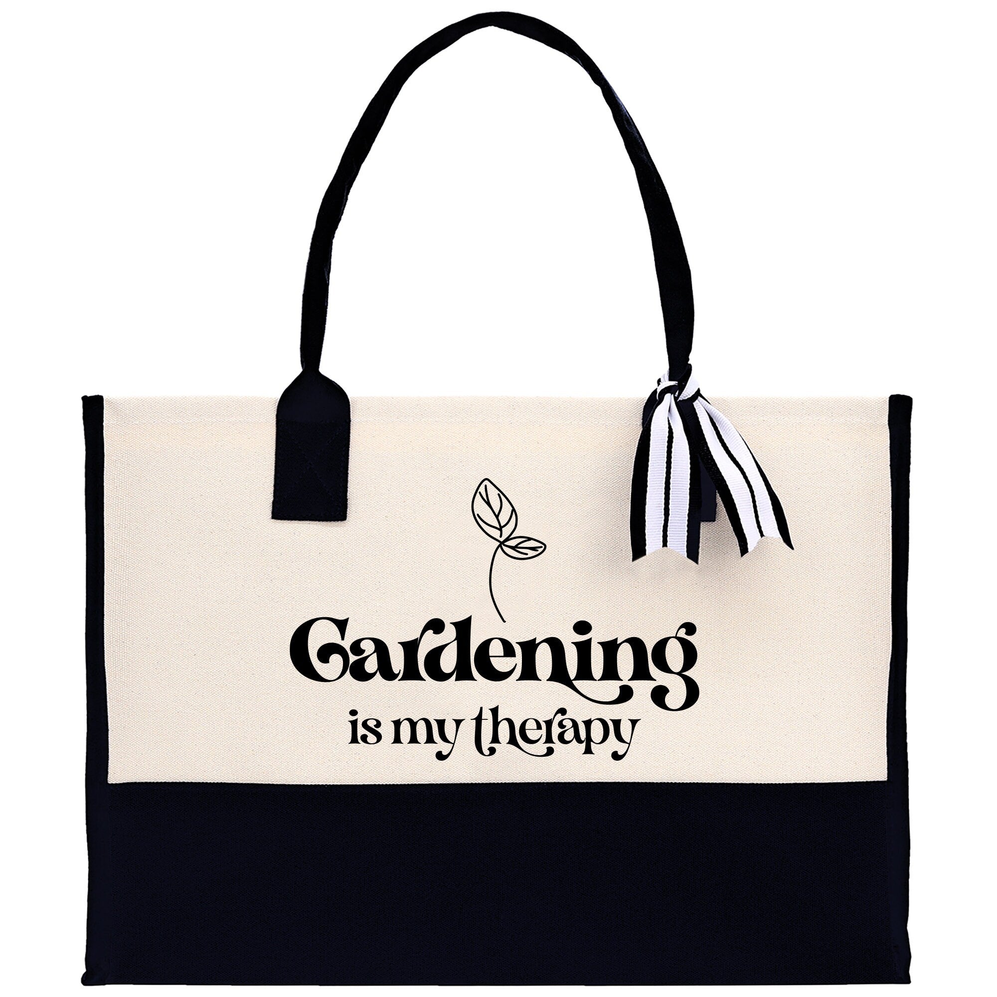 Gardening is My Therapy Canvas Tote Bag Plant Lovers Gift Plant Lady Tote Bag Gardener Mom Gift Gardening Tote Bag Botanical Gift for Mom - Aaria Tees Aaria Tees